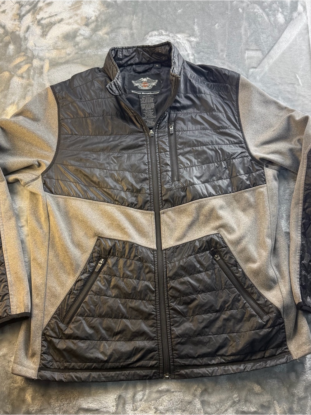 Harley-Davidson Gray Fleece Jacket with Black Quilted Back
